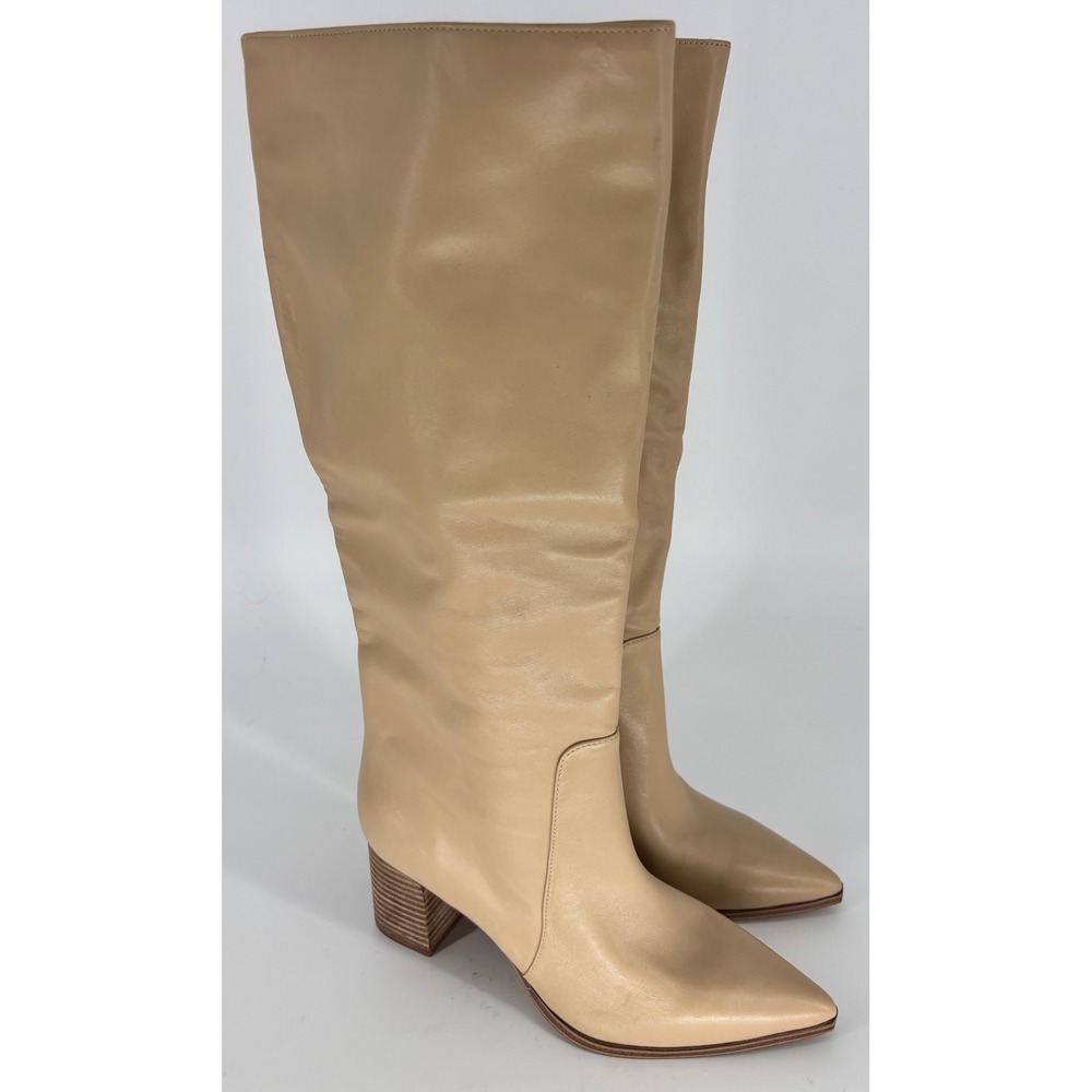Vince Camuto Lumina Tall Boots Coconut Cream Women Size 8 Pointed Toe Block Heel